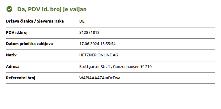 VIES potvrda